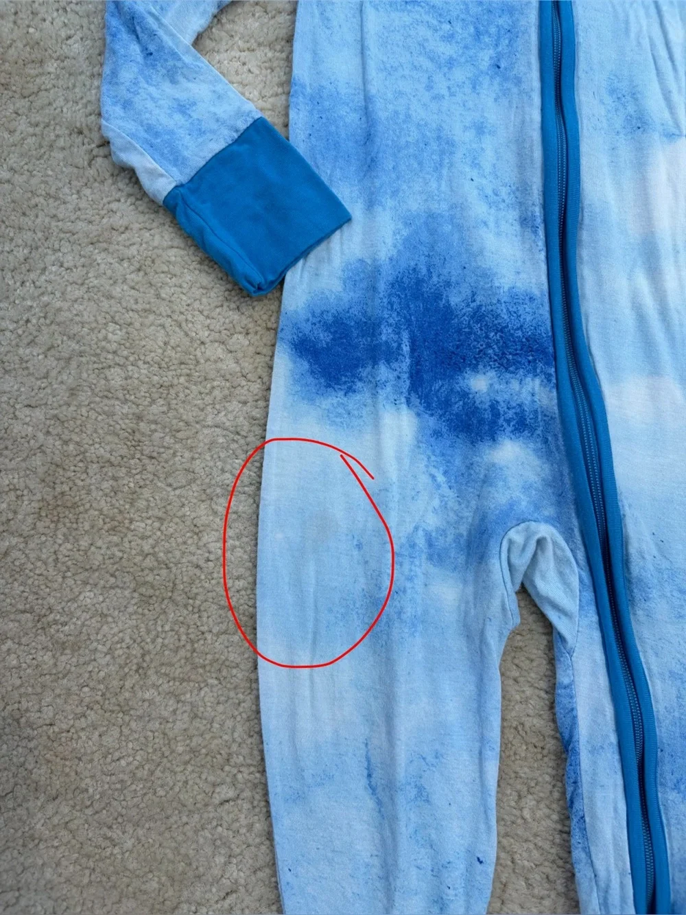 Little Sleepies Size 18-24 Months Blue Watercolor Zippy Bamboo Sleeper Pajamas